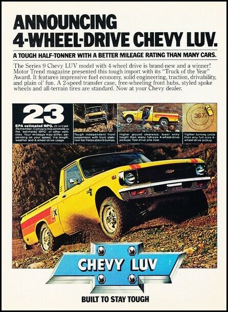 1979 Chevrolet Luv pickup Truck Original Advertisement Print Art Car Ad K113