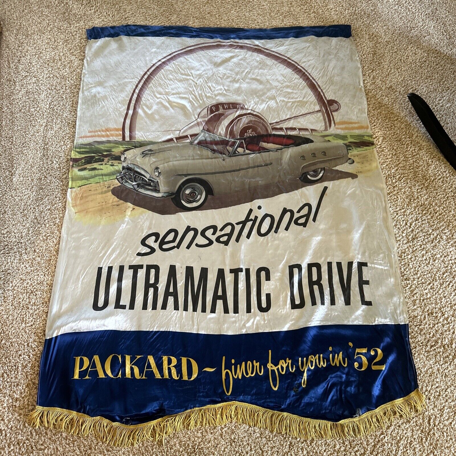 1952 Packard SILK BANNER dealer showroom sign 36x56” Detroit