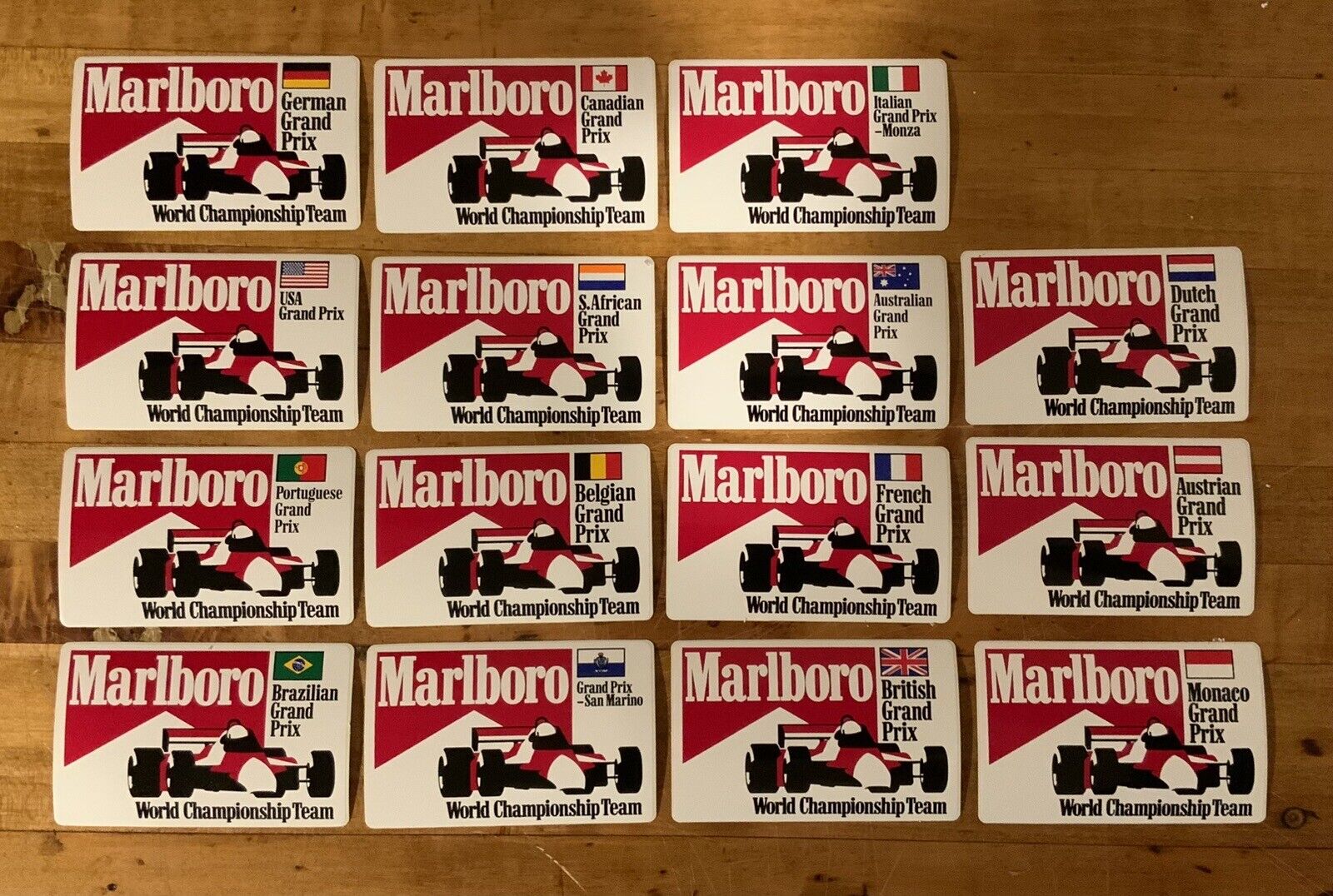 Formula 1 Decal Stickers | Set of 15 | Marlboro World Champs |New Old Stock