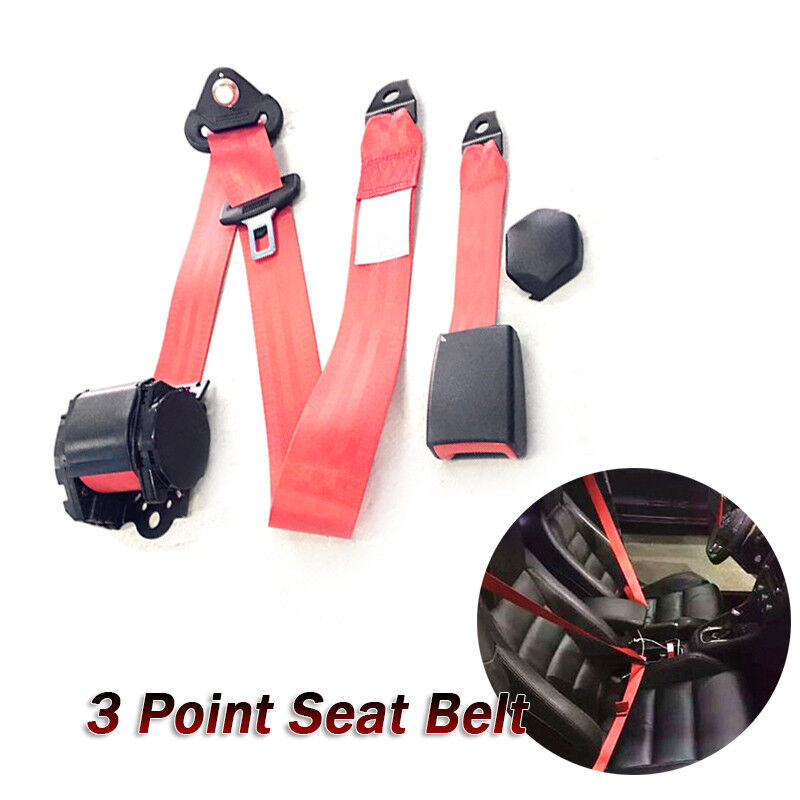 3Point Front Seat Belt Buckle Kit Vehicle Automatic Retractable Strap adjustable