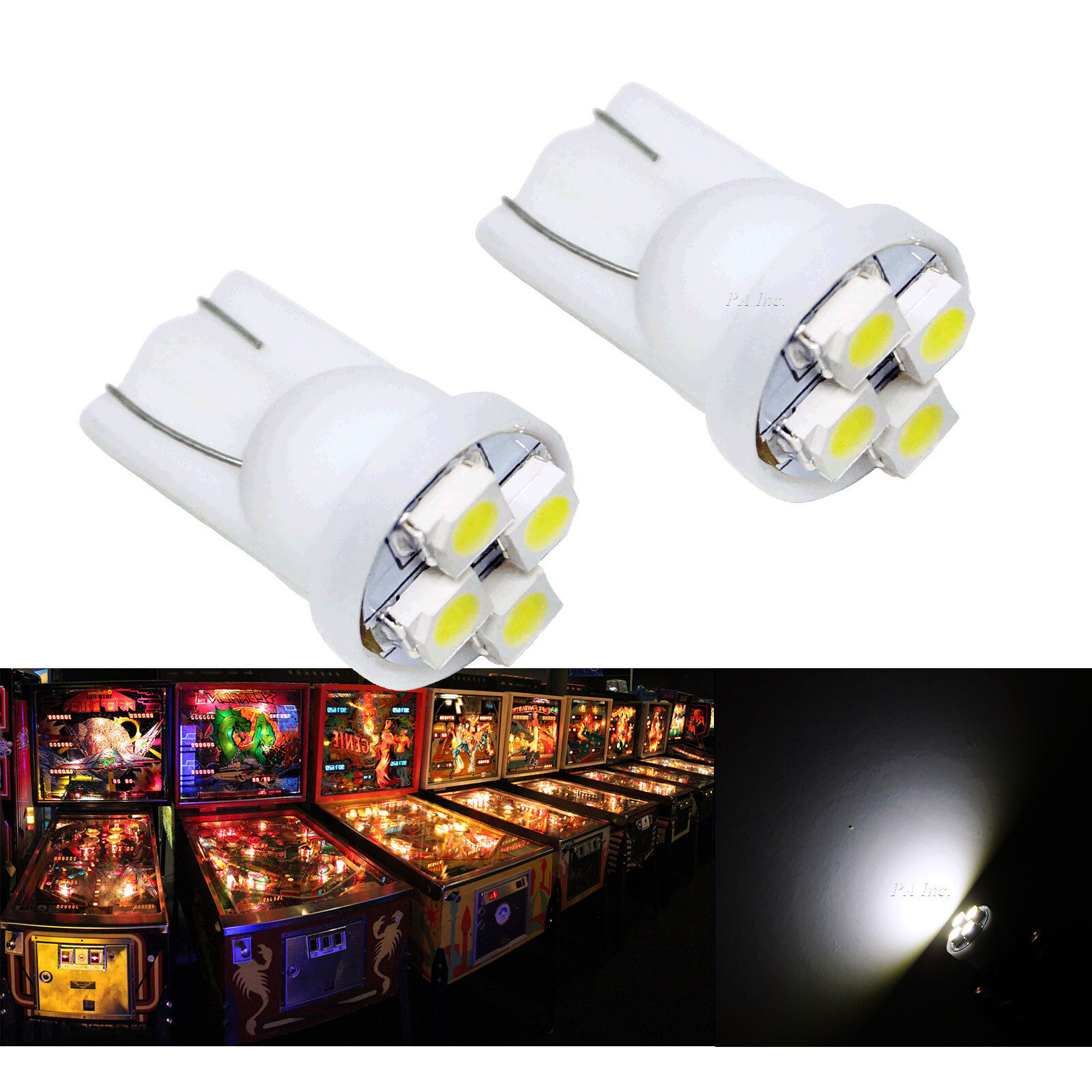 50x #555 T10 4SMD LED Pinball Machine Light Bulb White 6.3V P3