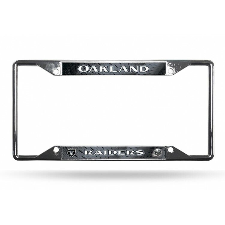 oakland raiders nfl football team logo ez view chrome license plate frame