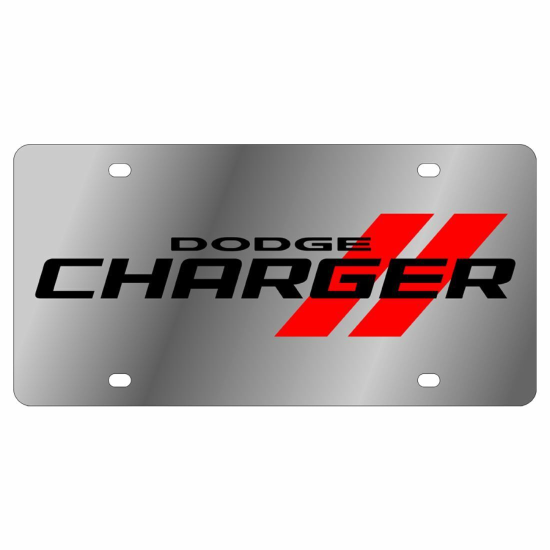 Stainless Steel Plate Charger Stripes Black Red License Plate Frame 3D Novelty