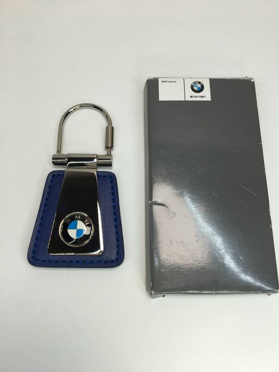 Vintage BMW Genuine Logo Leather Keyring Keychain Navy Deadstock Unused