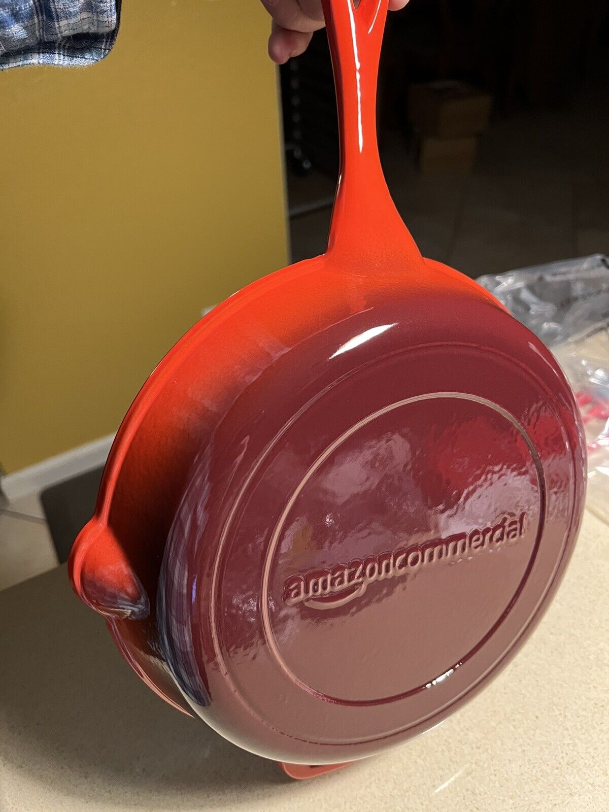 Enameled Cast Iron 10” Skillet By Amazon Commercial - New - RED