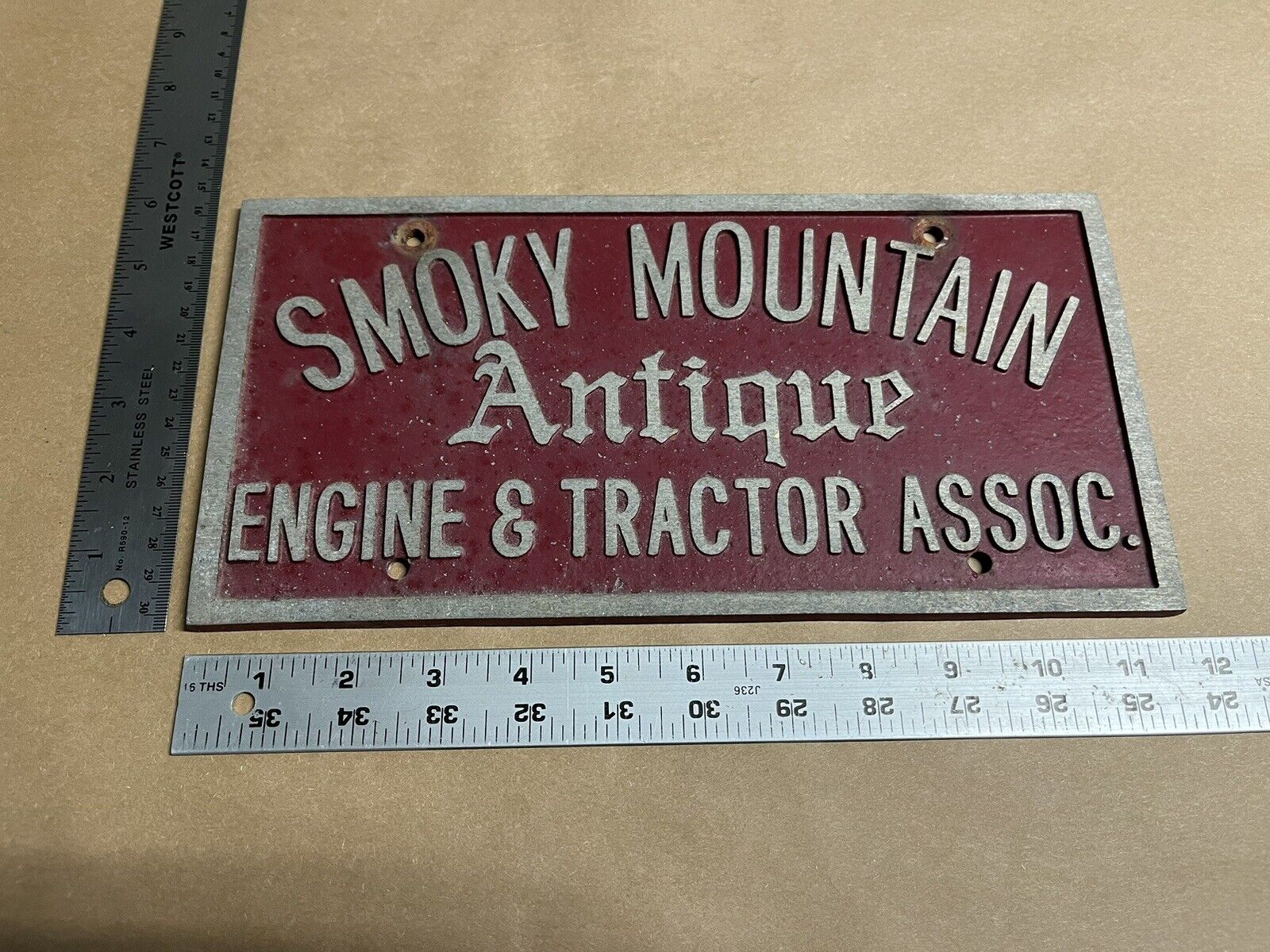 Smokey Mountain Engine Tractor license plate topper aluminum club plaque Muscle