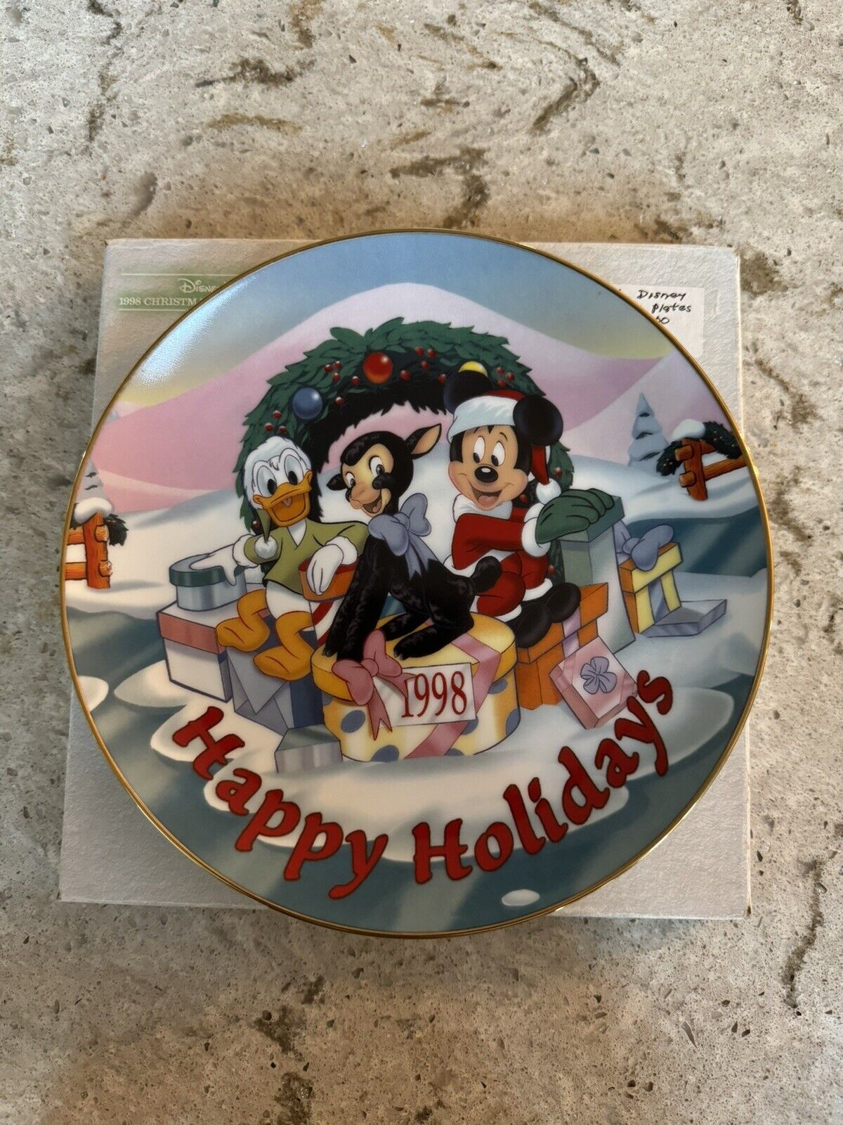 Disney 1998 Christmas Collection Happy Holidays Plate Christmas Mickey LE3000