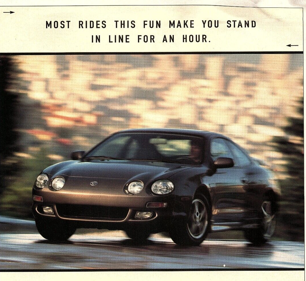1995 TOYOTA CELICA GT MOST RIDES THIS FUN MAKE YOU STAND IN LINE PRINT AD Z2759