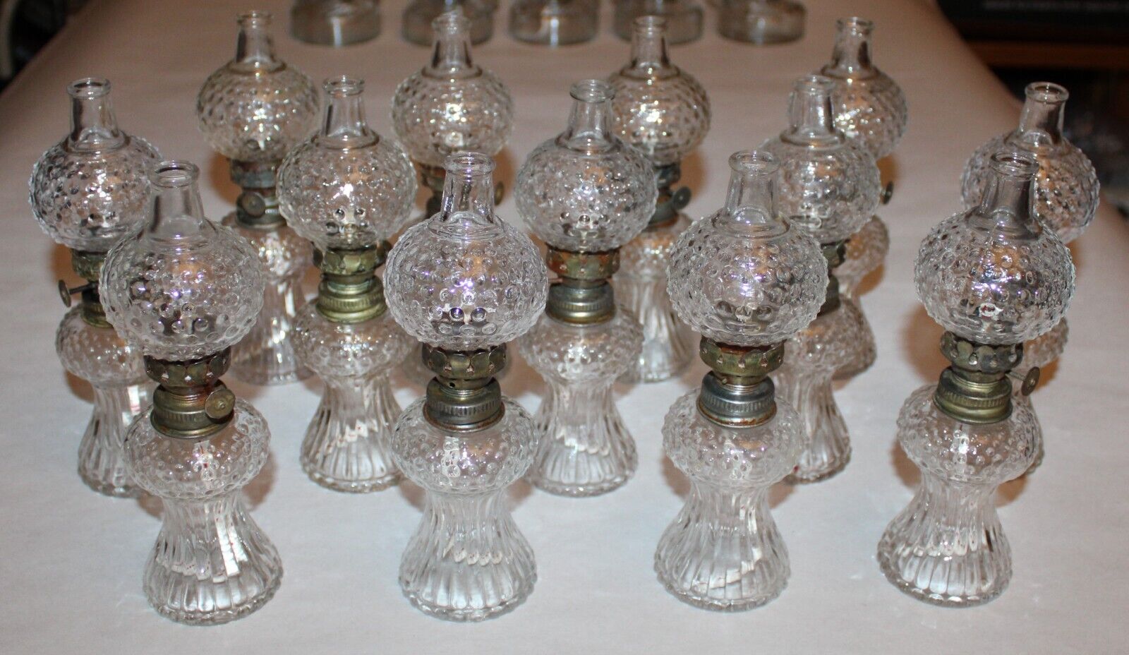 Miniature Hobnail L.E. Smith Glass Co. Blown/Pressed Clear Glass Lot of 13