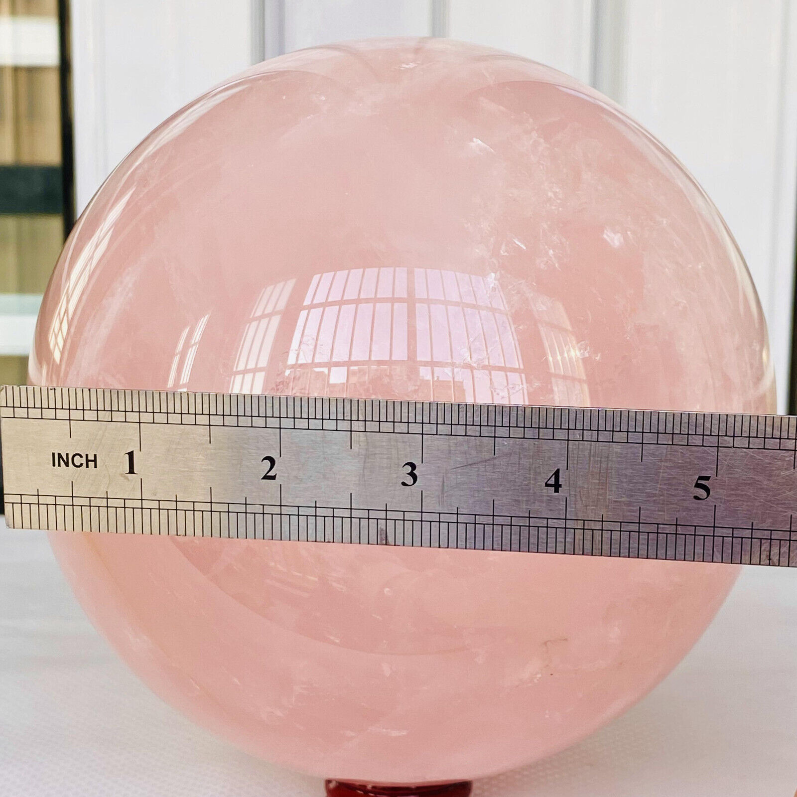 6080g Natural Pink Rose Quartz Sphere Crystal Ball Reiki Healing