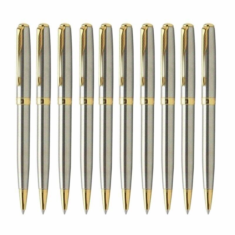 30 Pcs Parker Sonnet Ballpoint Pen Stteel Color Gold Clip +30 PCS Pen Boxes