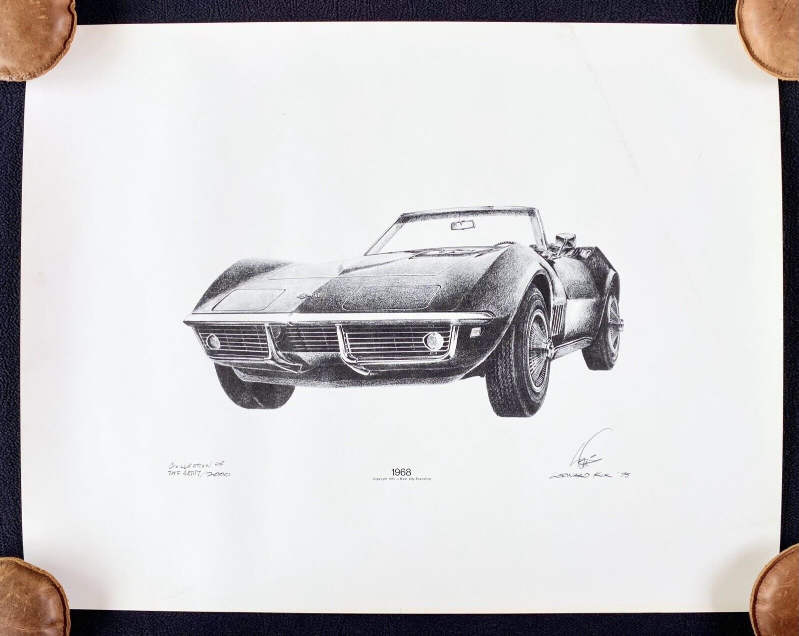 1968 Corvette Convertible Lithograph Print Kik LtdEd 2000 AP Artist\'s Collection