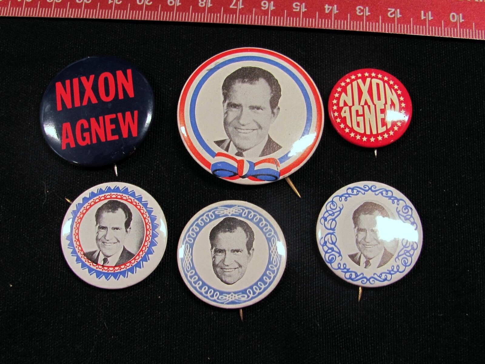 1968 & 1972 Richard Nixon for President 6 Pinback Button Lot PBL-22