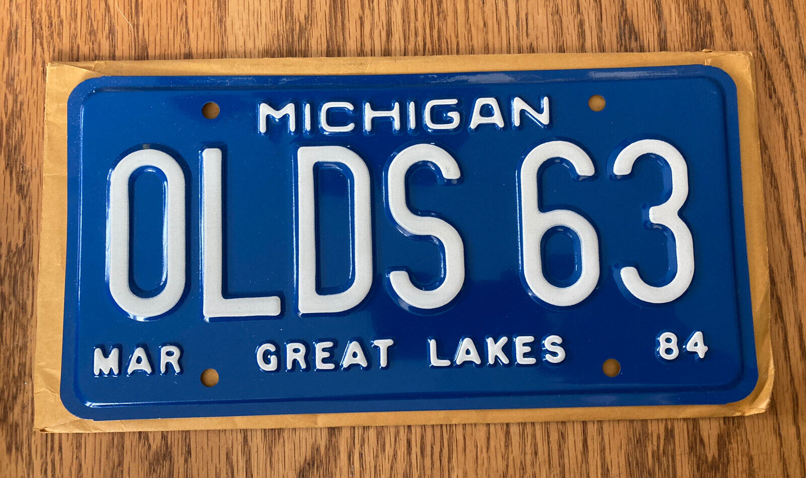 63 1963 Oldsmobile Personalized Vanity License Plate 84 Michigan OLDS 63 **NOS**