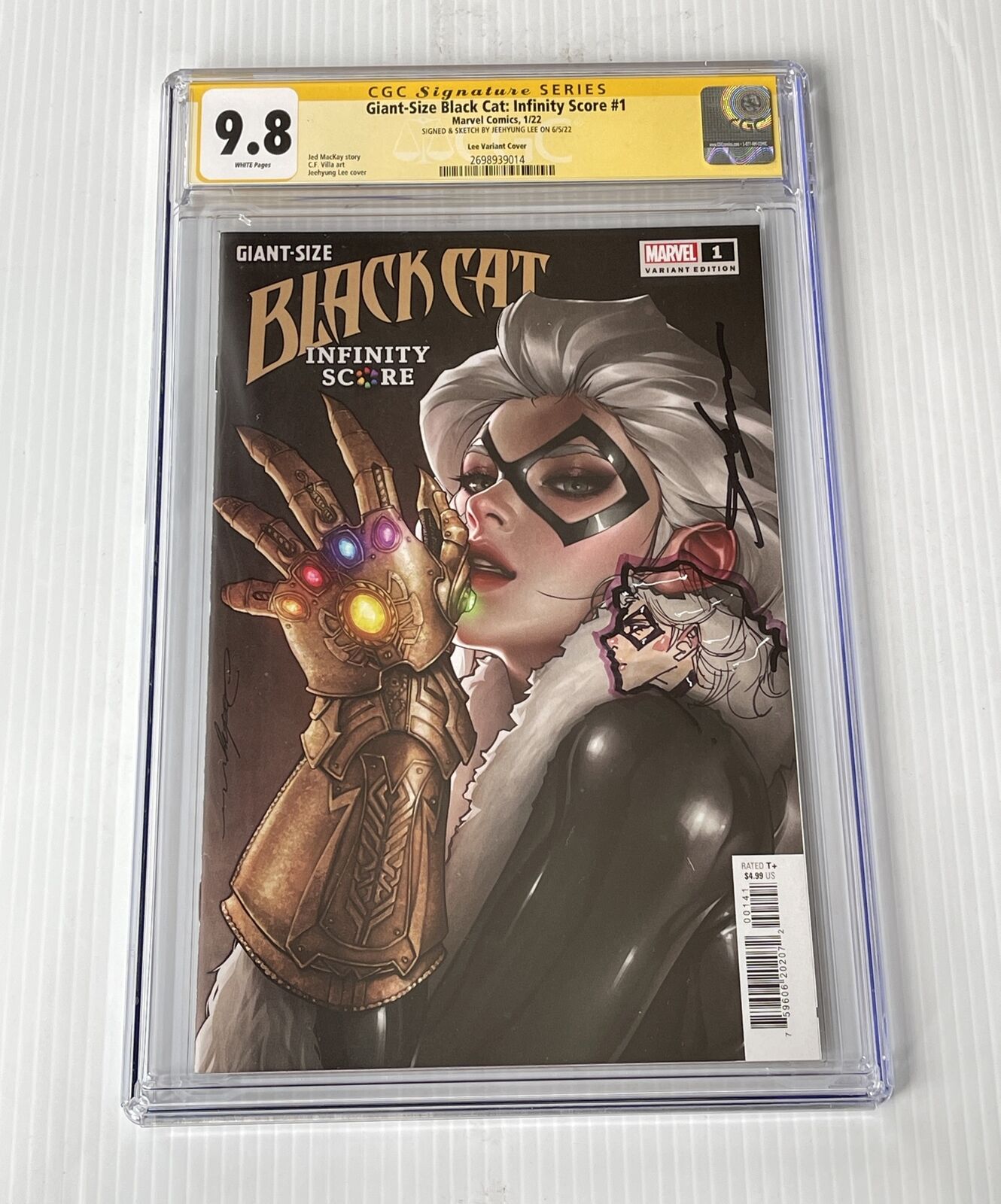 Jeehyung Lee Signed Sketch Black Cat Infinity Trade Marvel Comics CGC 9.8 6