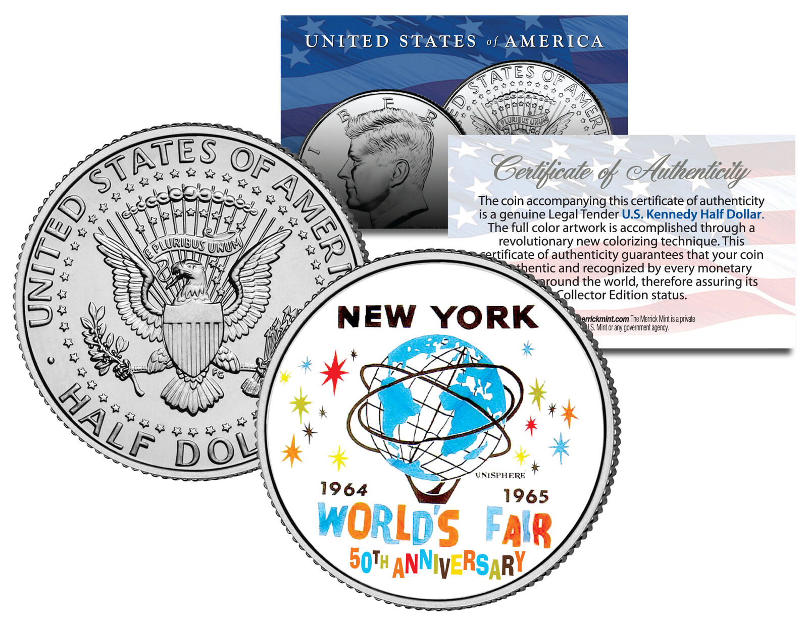 WORLD\'S FAIR 1964 1965 NEW YORK * 50th Anniversary * 2014 JFK Half Dollar Coin