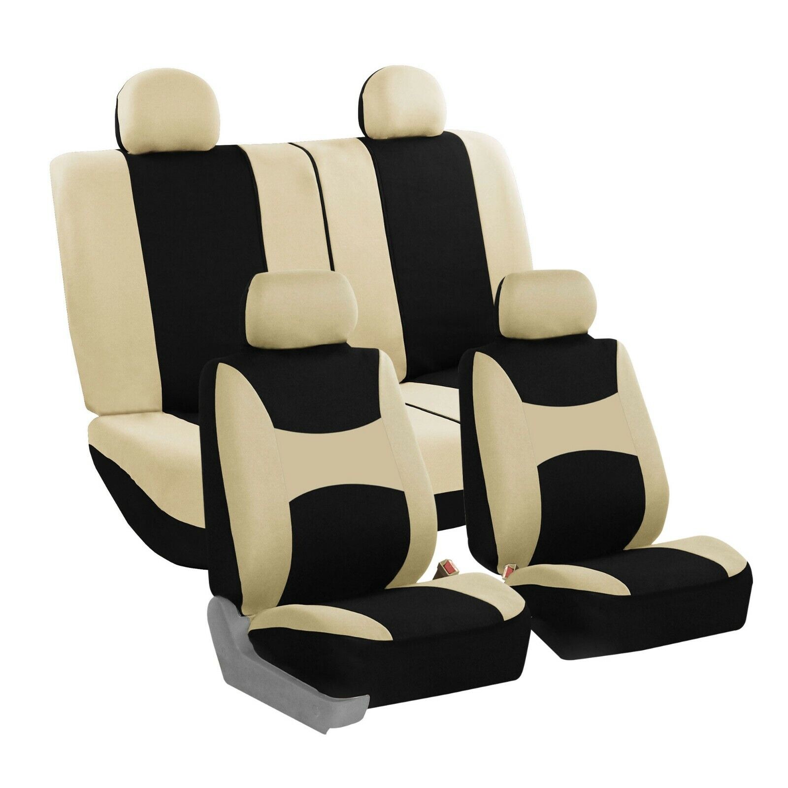 Car Seat Covers Auto Sedan SUV Truck Van Full Set 4 Headrests Beige For Honda