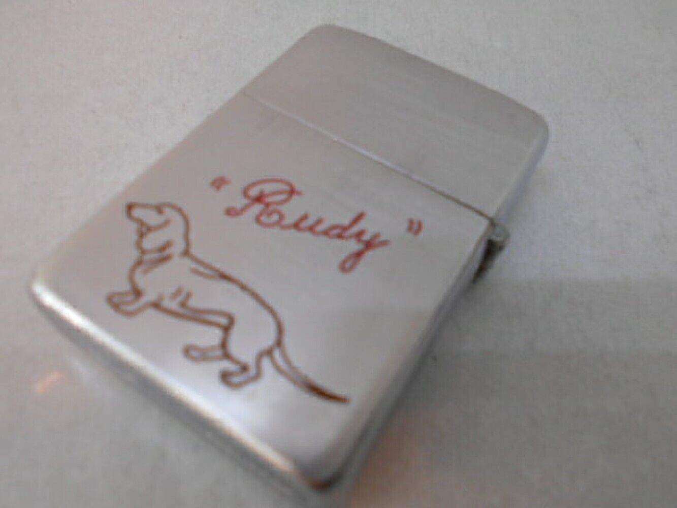 Zippo 1955-1956 Dachshund Rudy Vintage Oil Lighter