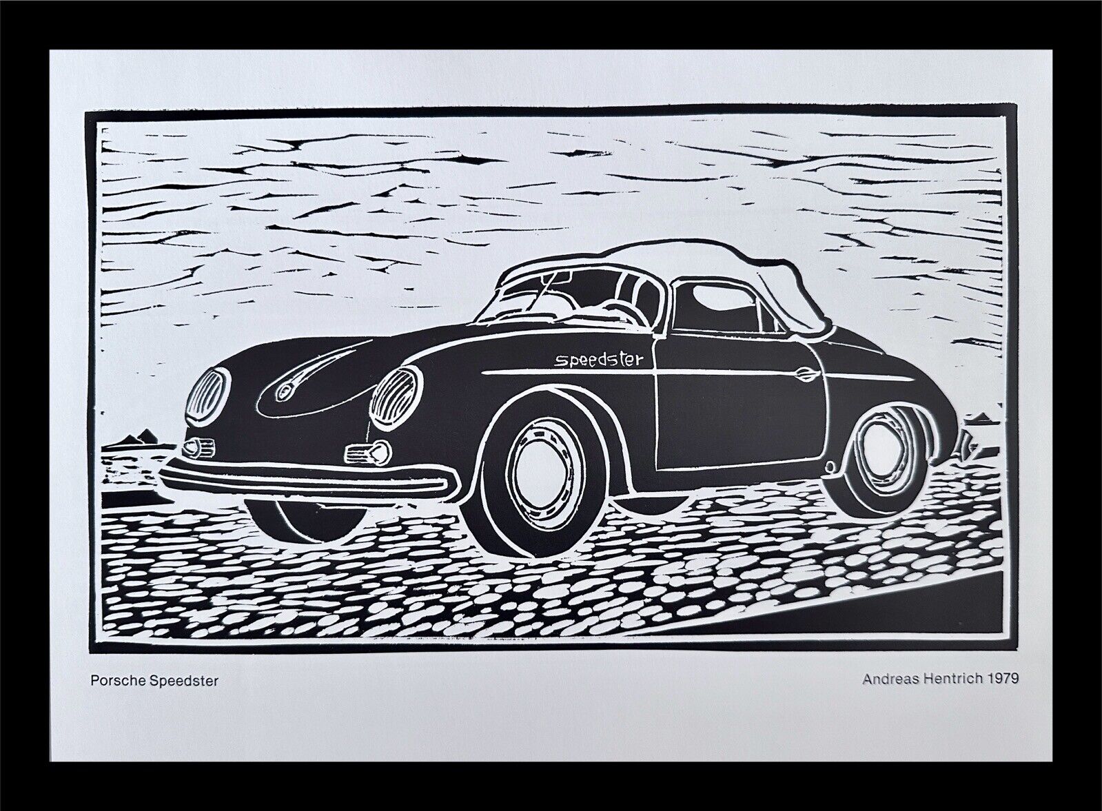 Porsche Speedster Woodcut Print Andreas Hentrich 30 Years Jahre