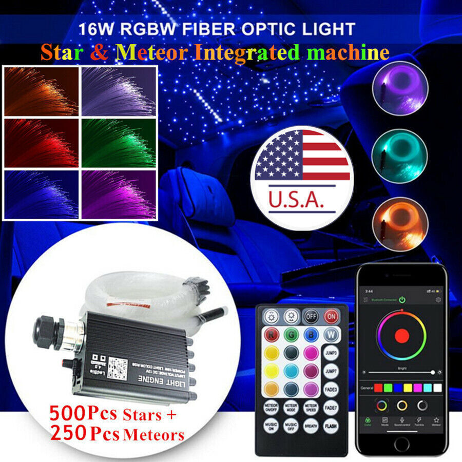 RGBW LED 16W Fiber Optic Star Meteor Ceiling Integrated Machine Kit + 750X Fiber