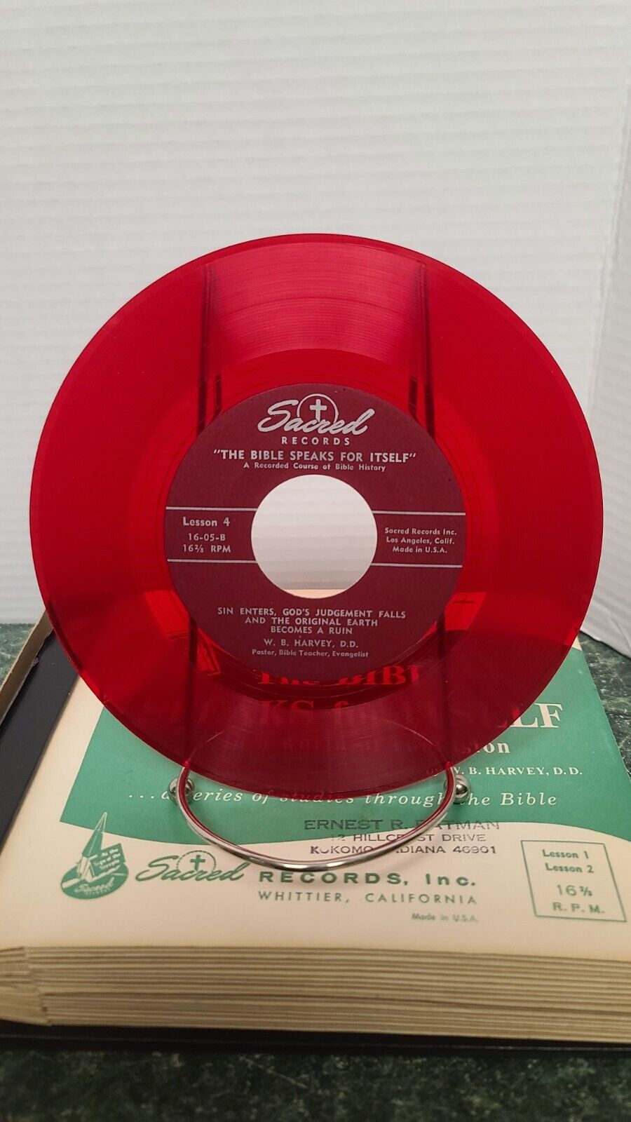 Library Of Sacred The Bible Speaks For Itself 20 Red 45s Vinyl Records Binder