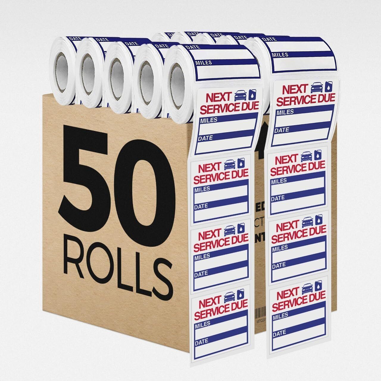 PERFORMORE 2” x 2” Oil Change Stickers, 300 Sitckers Per Roll. 50 Rolls