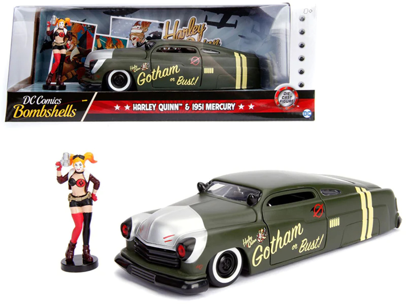 1951 Mercury Harley Quinn Diecast Figurine DC Comics Bombshells 1/24 Model Car