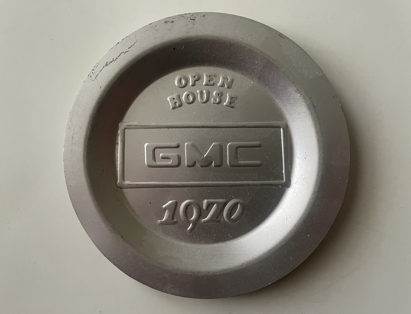 1970 GMC TRUCK Factory OPEN HOUSE 4\'\' Stamped Aluminum Ashtray Tray GM