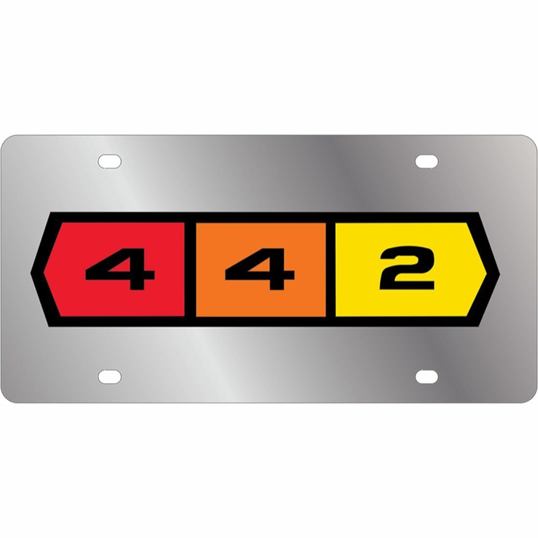 Stainless Steel 442 Black 442 Red Orange Yellow License Plate Frame 3D Novelty