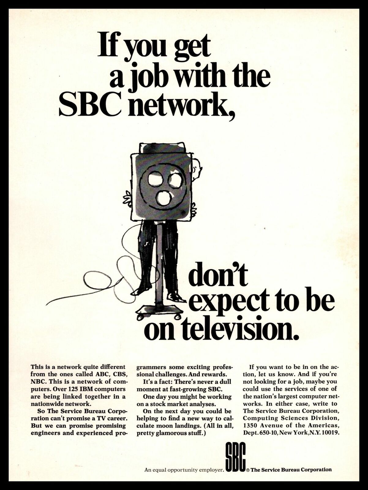 1967 SBC Network Computer Sciences Division Service Bureau Corporation Print Ad