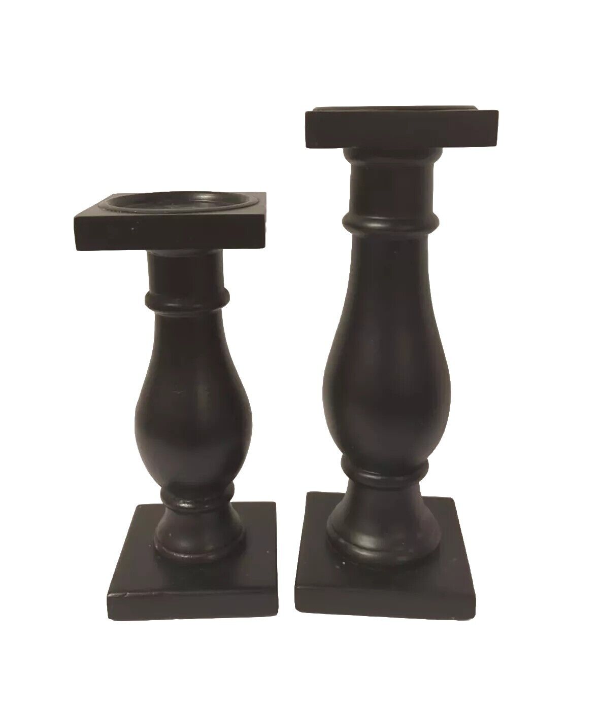Pair Of Wooden Balister Table Top Candle Holders 12\