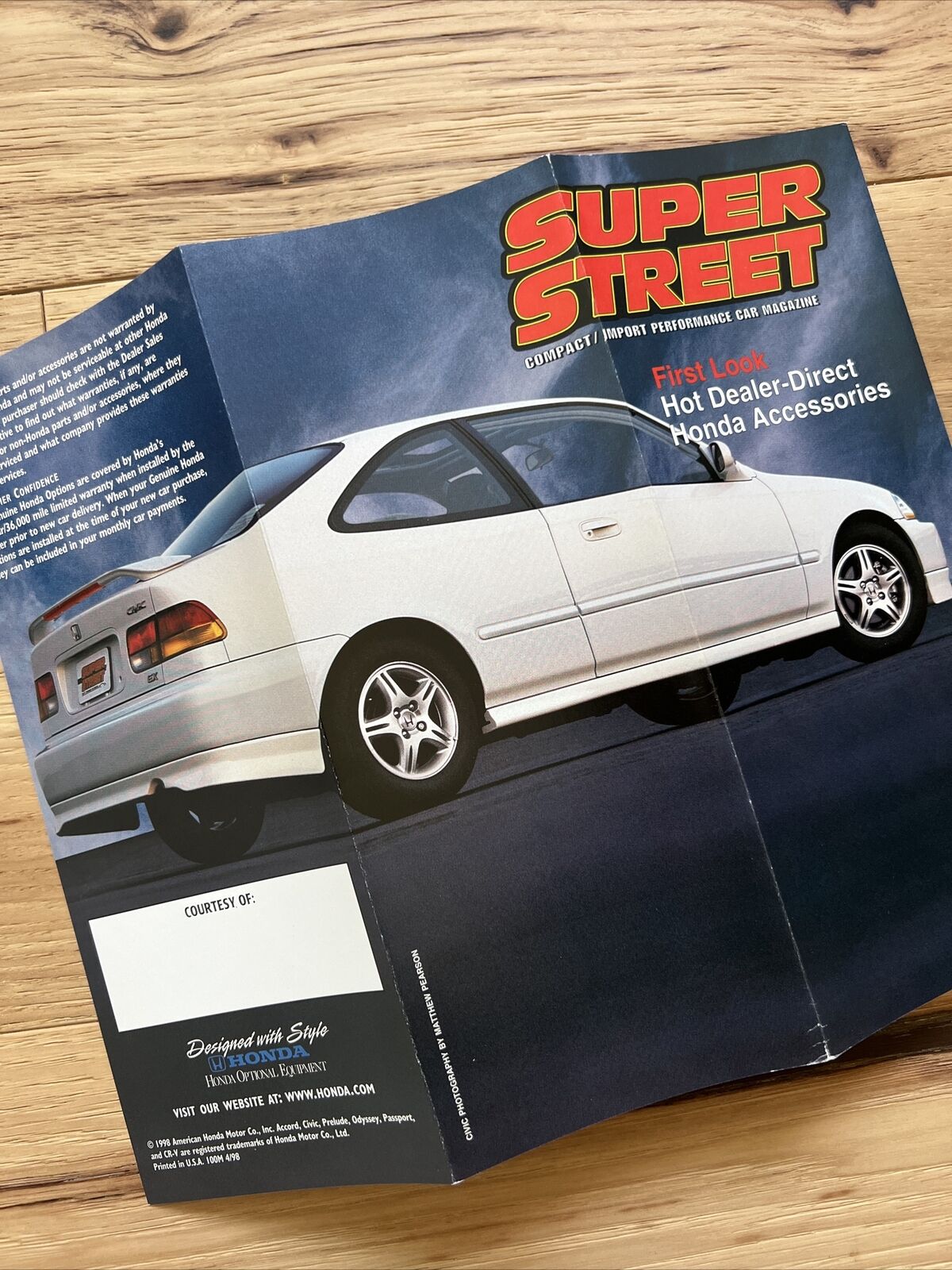 1998 Honda Civic SUPER STREET OEM Accessories Brochure EM1 EK9 EJ8 EJ6 RARE