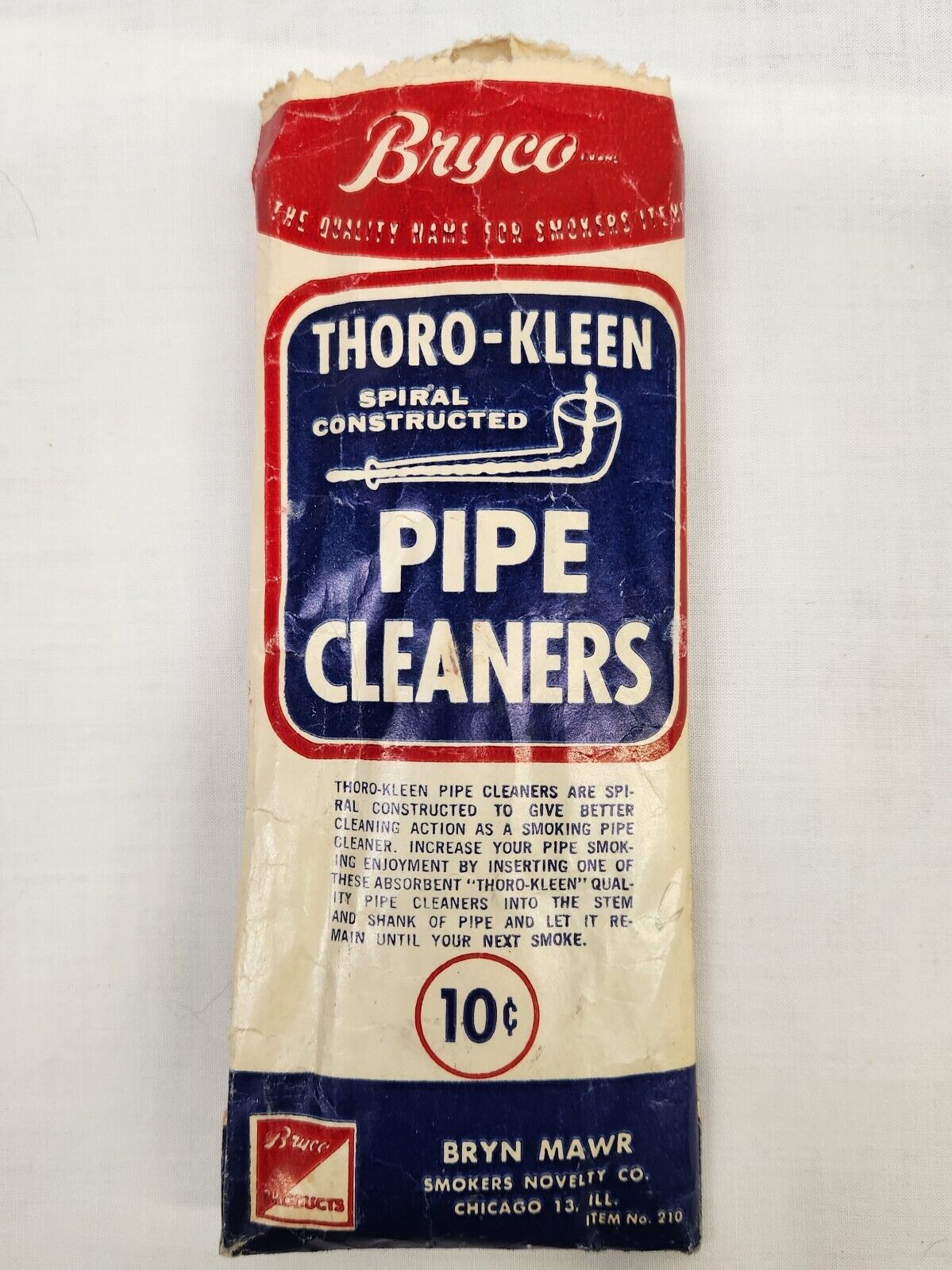 Thoro-Kleen Pipe Cleaners Vintage Package USA Union Made  Gray Drug Store Advert