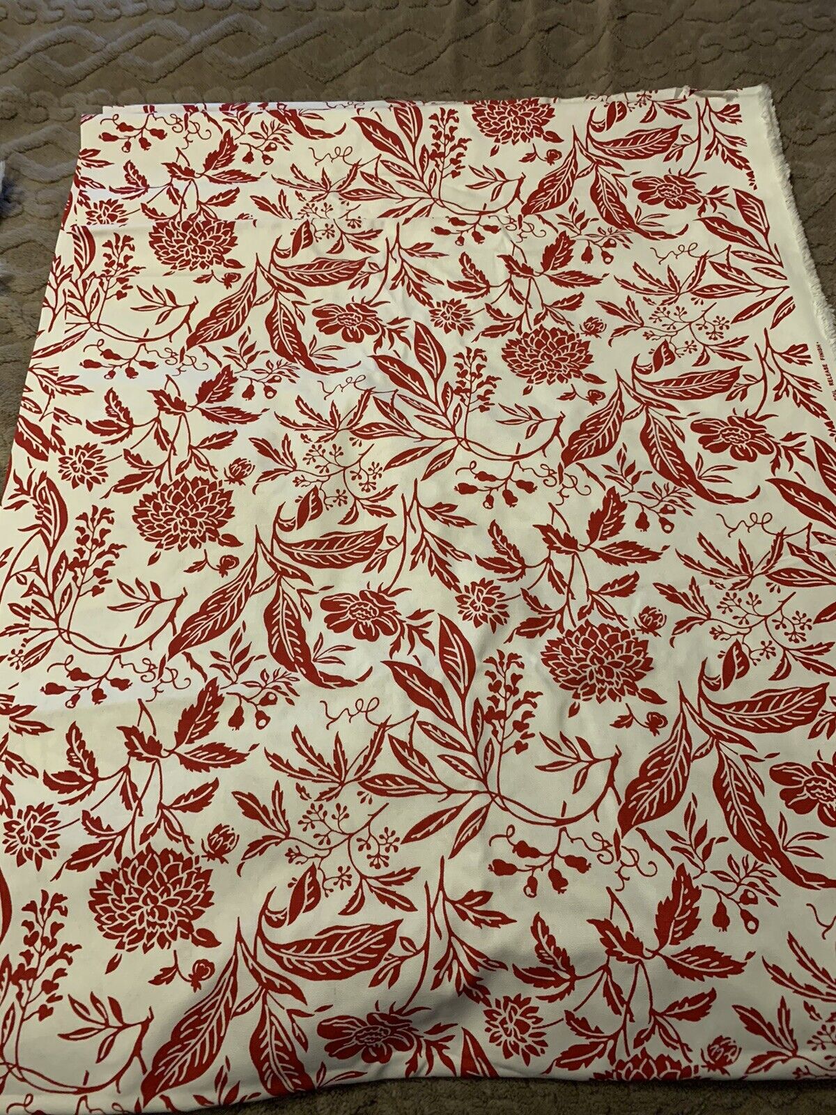 Waverly Soil Release Material Fabric Upholstery Red White Flowers Floral 280x54