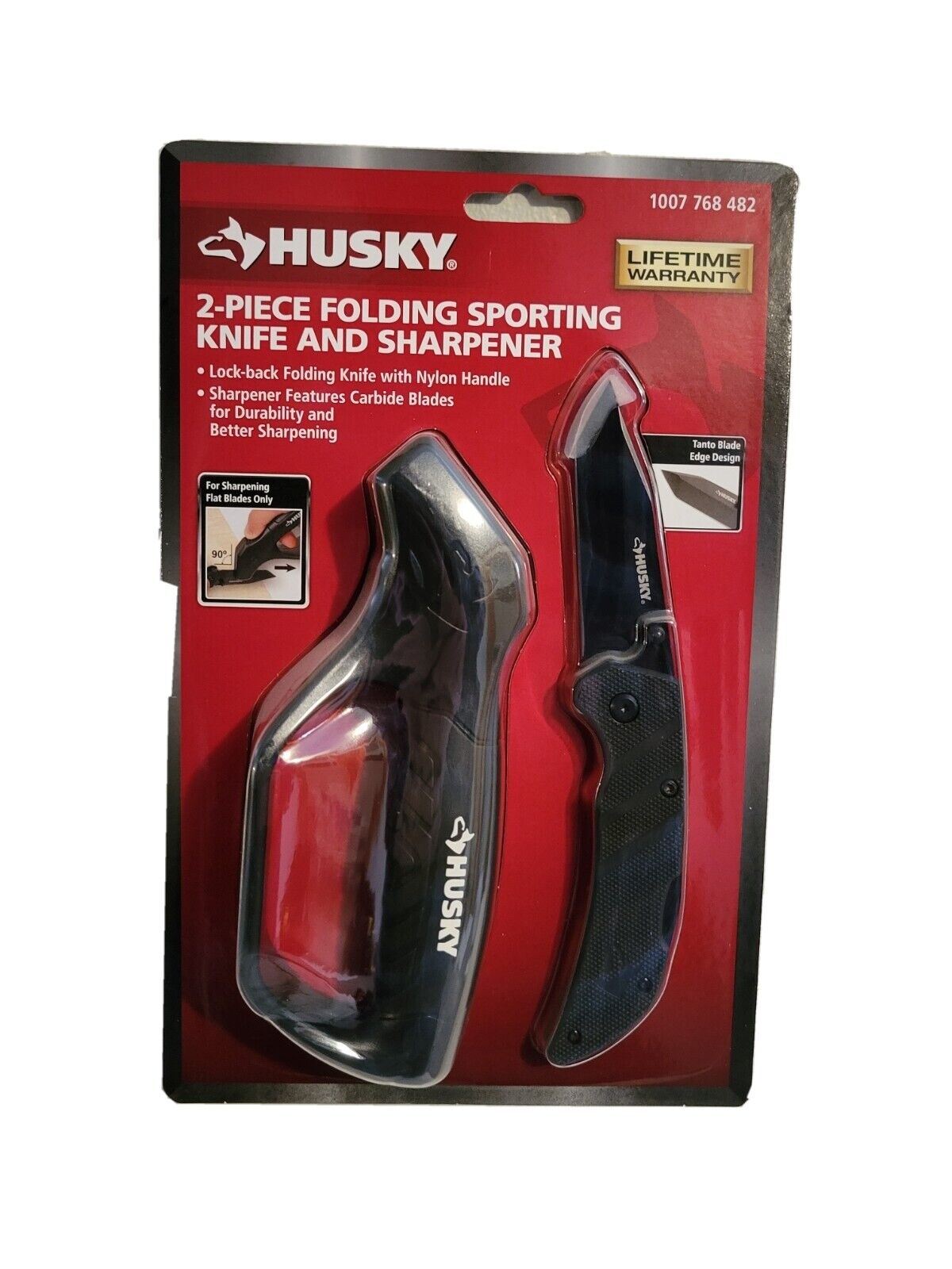 Husky 2-Piece Folding Sporting Knife and Sharpner New Sealed 