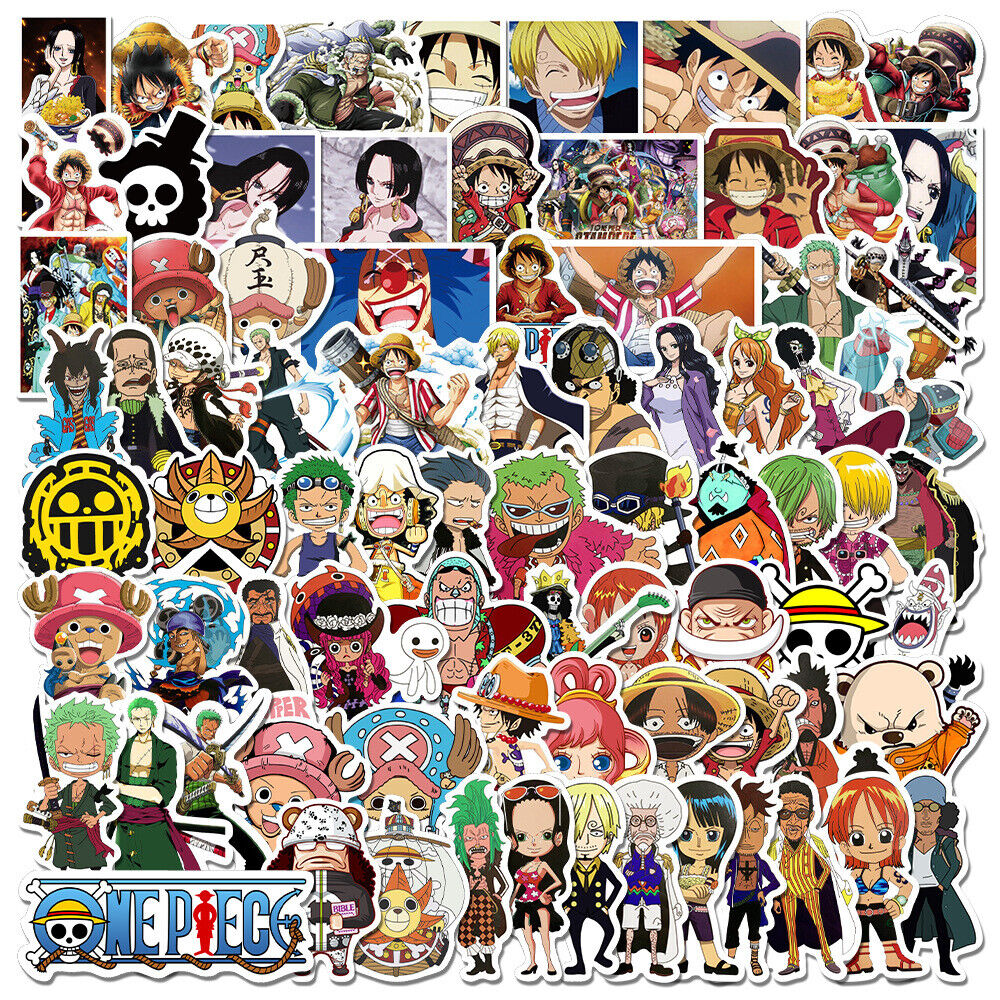 100Pcs Stickers ONE PIECE Comics Anime for Skateboard Luggage Laptop Phone PVC