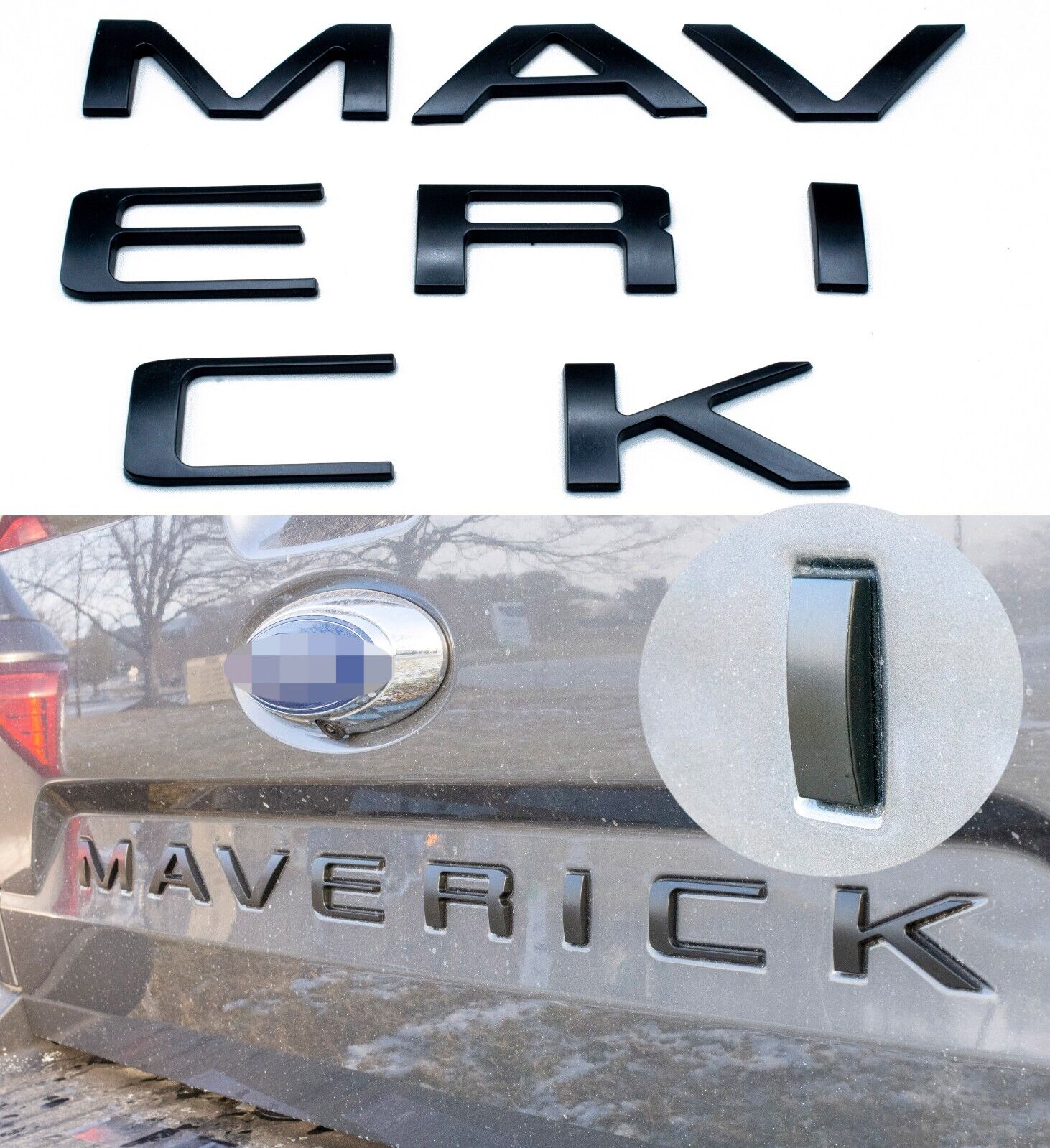 0.3 in Matte Black Tailgate Insert Letters Badge For MAVERICK Emblem 2022-2024