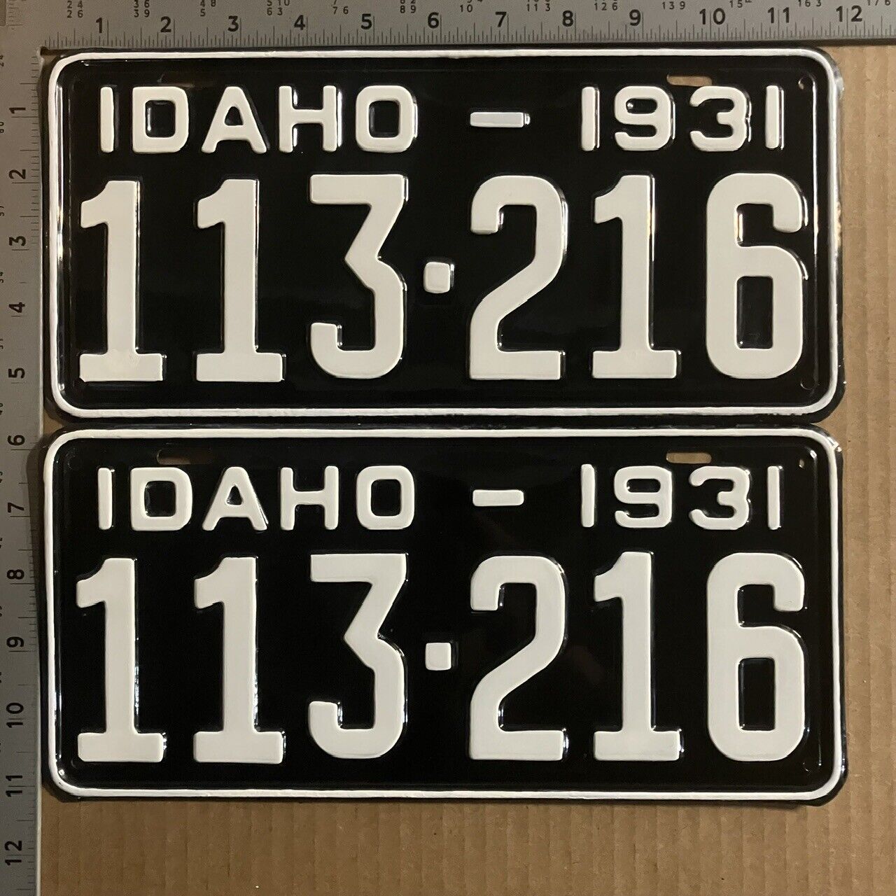 1931 Idaho license plate pair 113-216 YOM DMV Ford Model A Chevy Dodge 11777