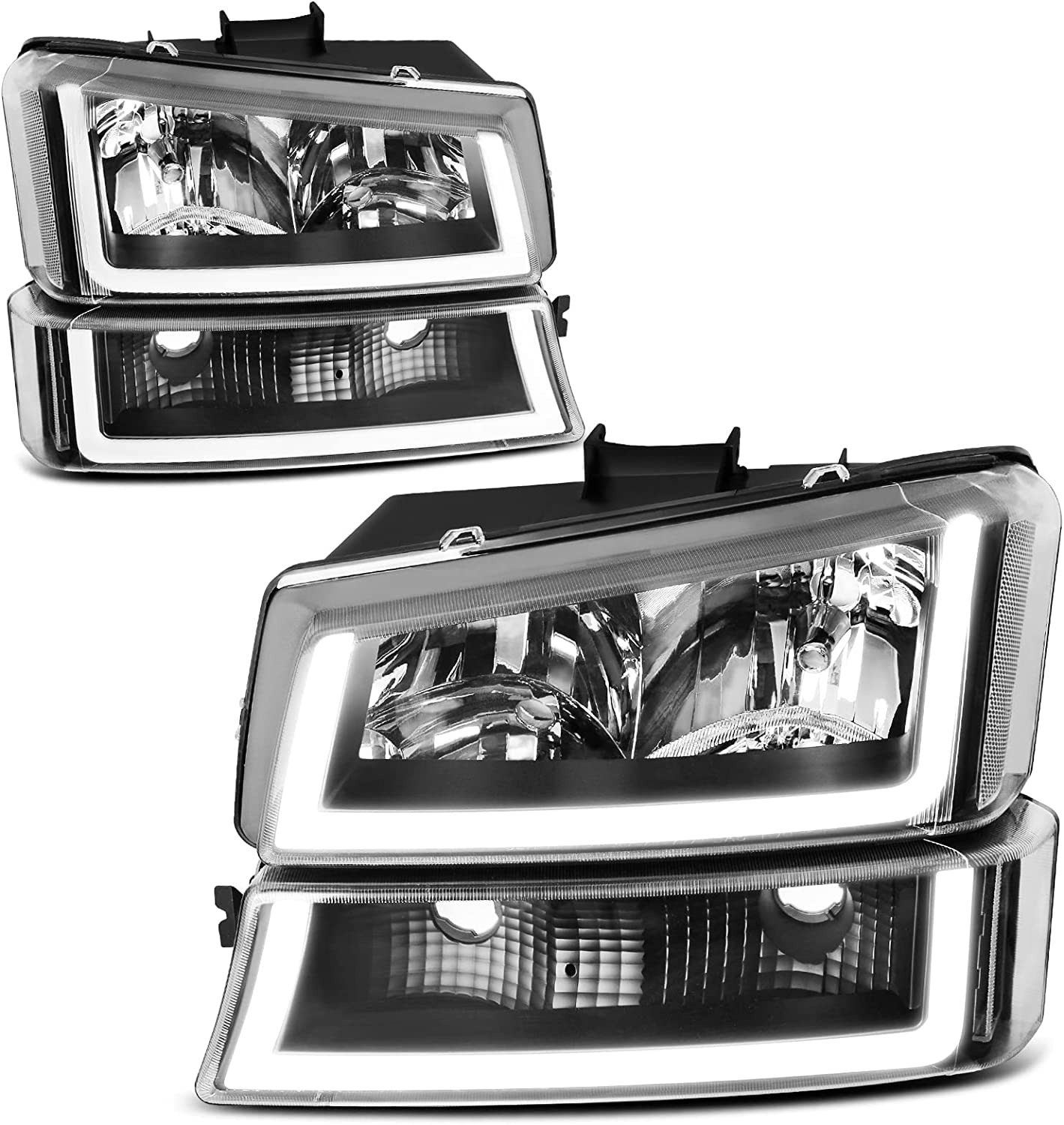 Headlight Assembly with LED DRL Compatible with 2003 2004 2005 2006 Avalanche Si