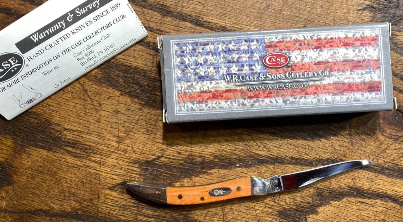 Vintage NOS Case XX 610096 SS Tiny Toothpick Pocket Knife in Box / Orange Peel