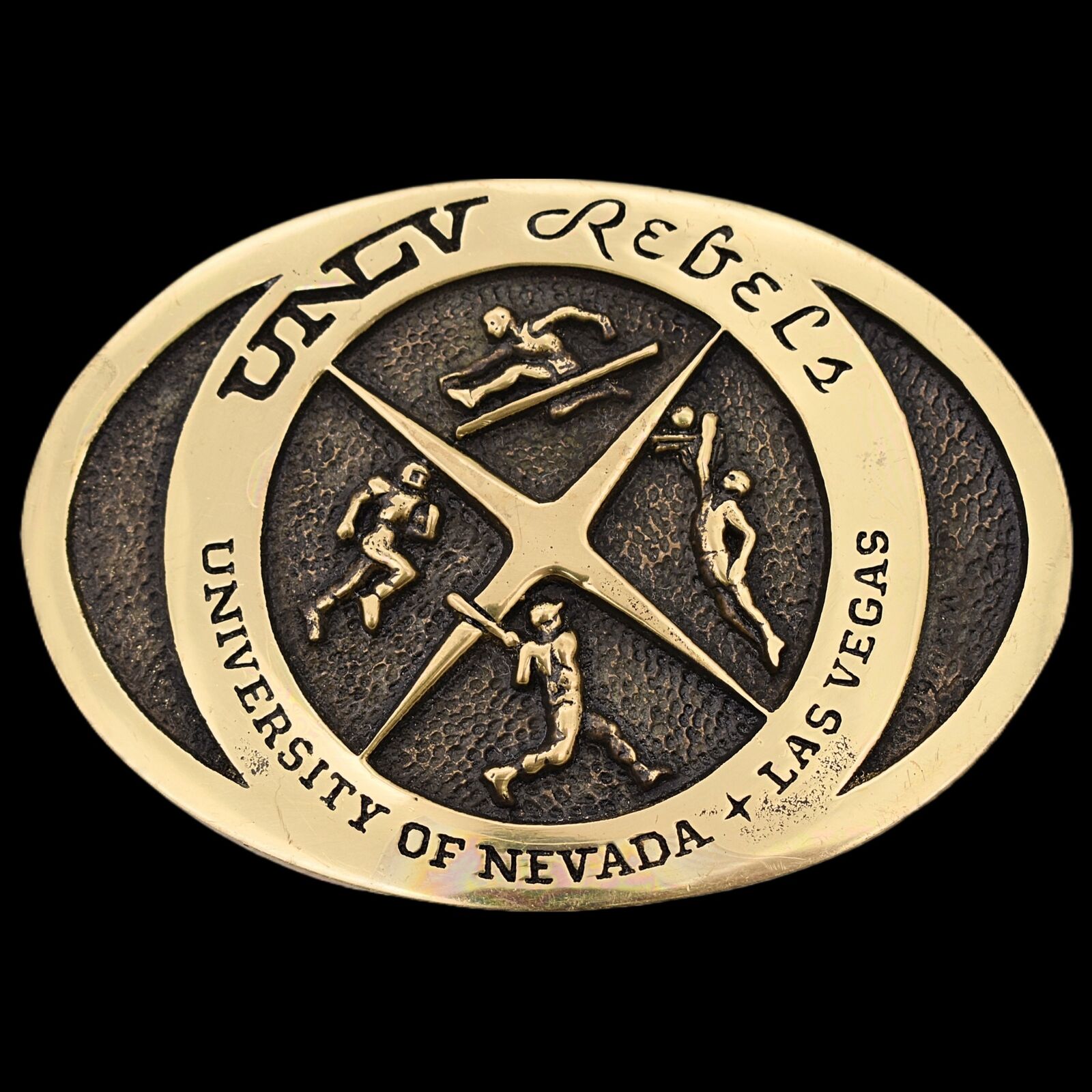 Solid Brass Nevada Rebels UNLV D1 College Football Vintage Belt Buckle