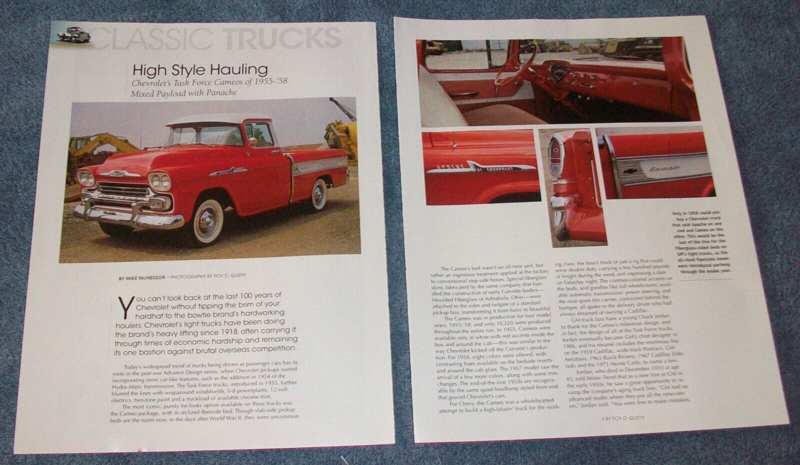 1955-58 Chevrolet Cameo Pickup Trucks Info Article \