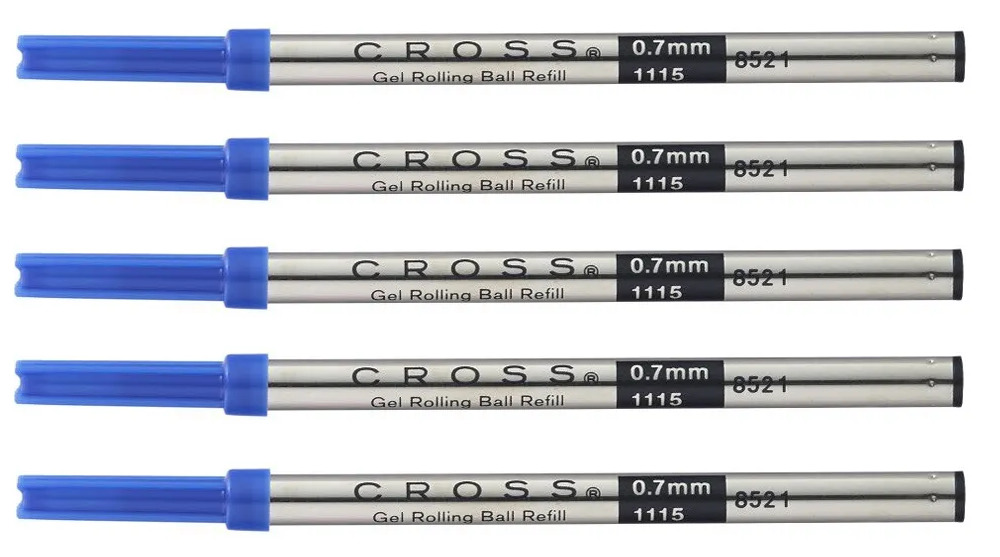 5 pk, Genuine Cross Selectip Rollerball Gel Pen Refills, Blue Medium, #8521