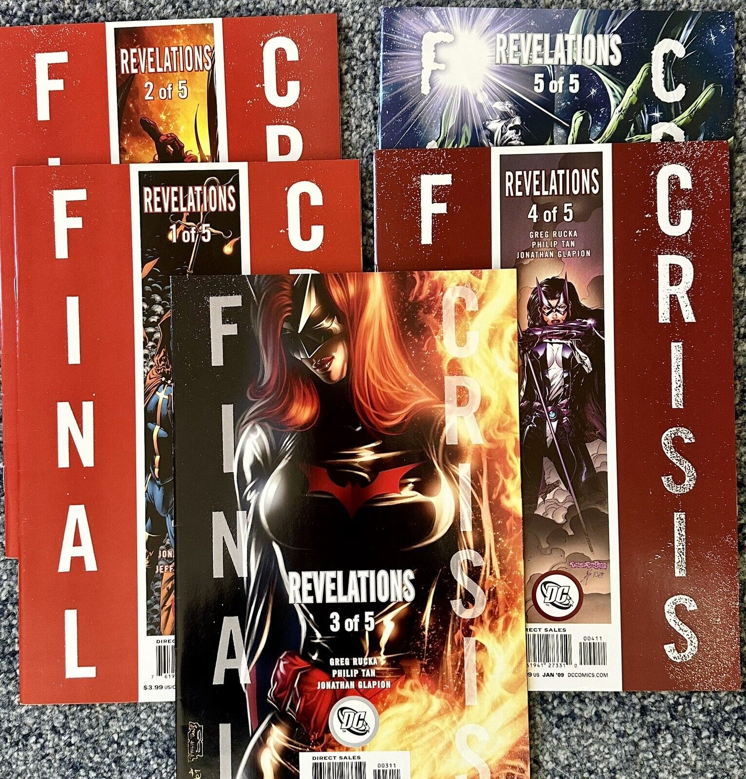5 Lot - 2008 DC Final Crisis, Revelations - Complete mini series #1, 2, 3, 4, 5