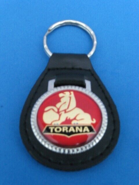 Vintage Holden genuine grain leather keyring key fob keychain - Torana Red