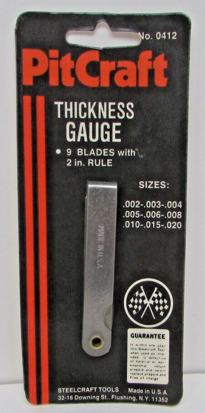 Vintage PitCraft Thickness Gauge No. 0412 New in Original Package 