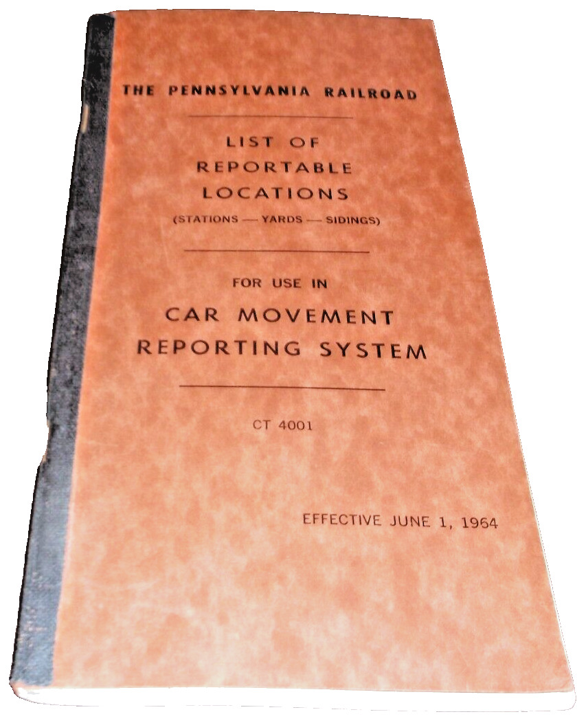 JUNE 1964 PENNSYLVANIA RAILROAD PRR REPORTABLE LOCATIONS STATIONS YARDS SIDINGS