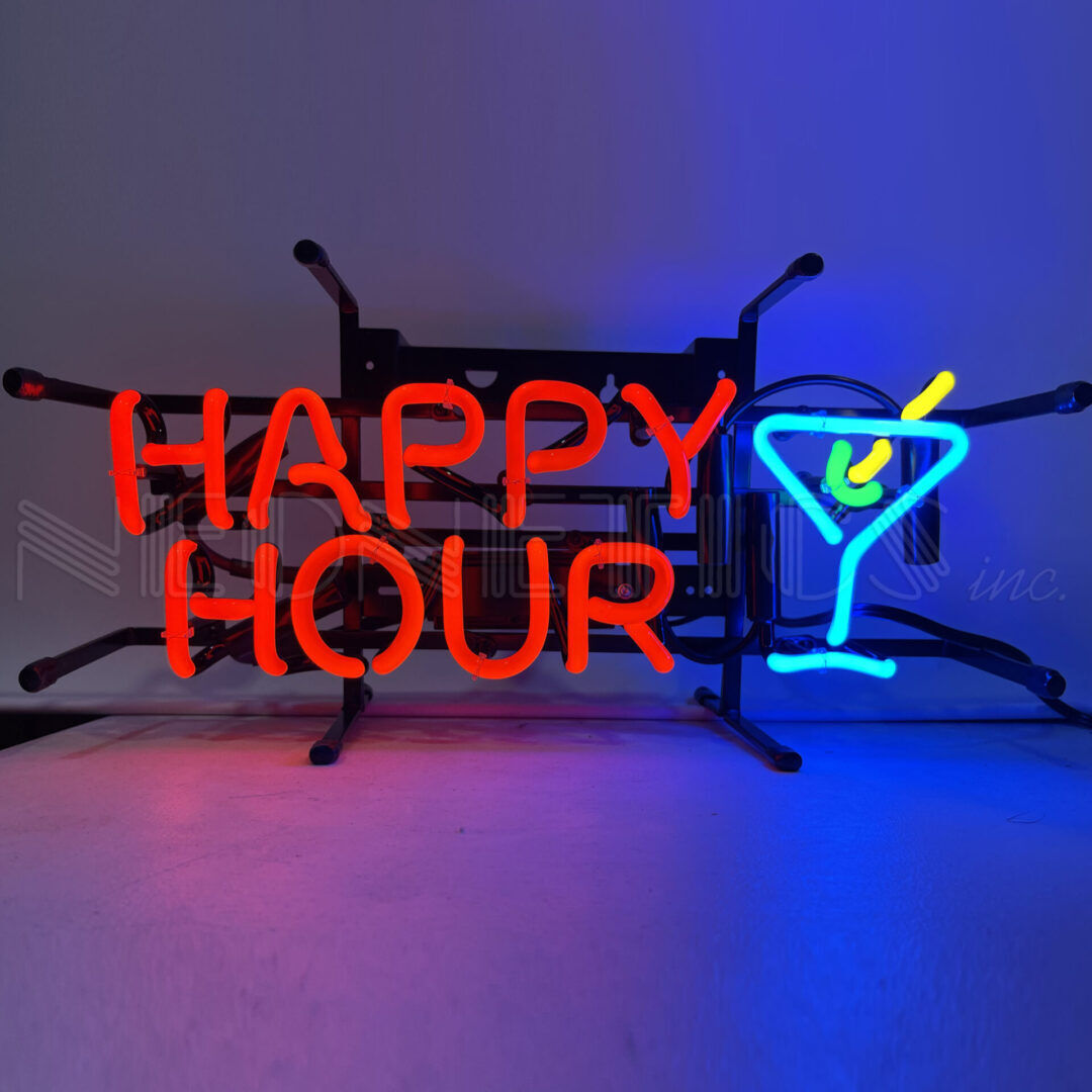 Handmade Neon Sign Happy Hour Premium Bar Décor Junior Neon Light 18\