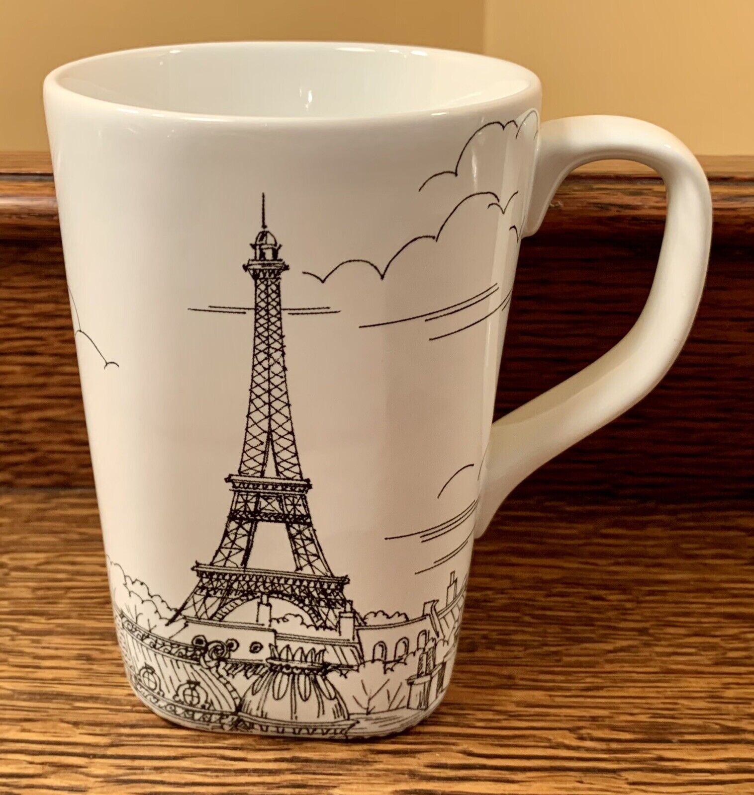 Retired 222 Fifth CITY SCENES Black & White Mug: PARIS • Effiel Tower •Porcelain