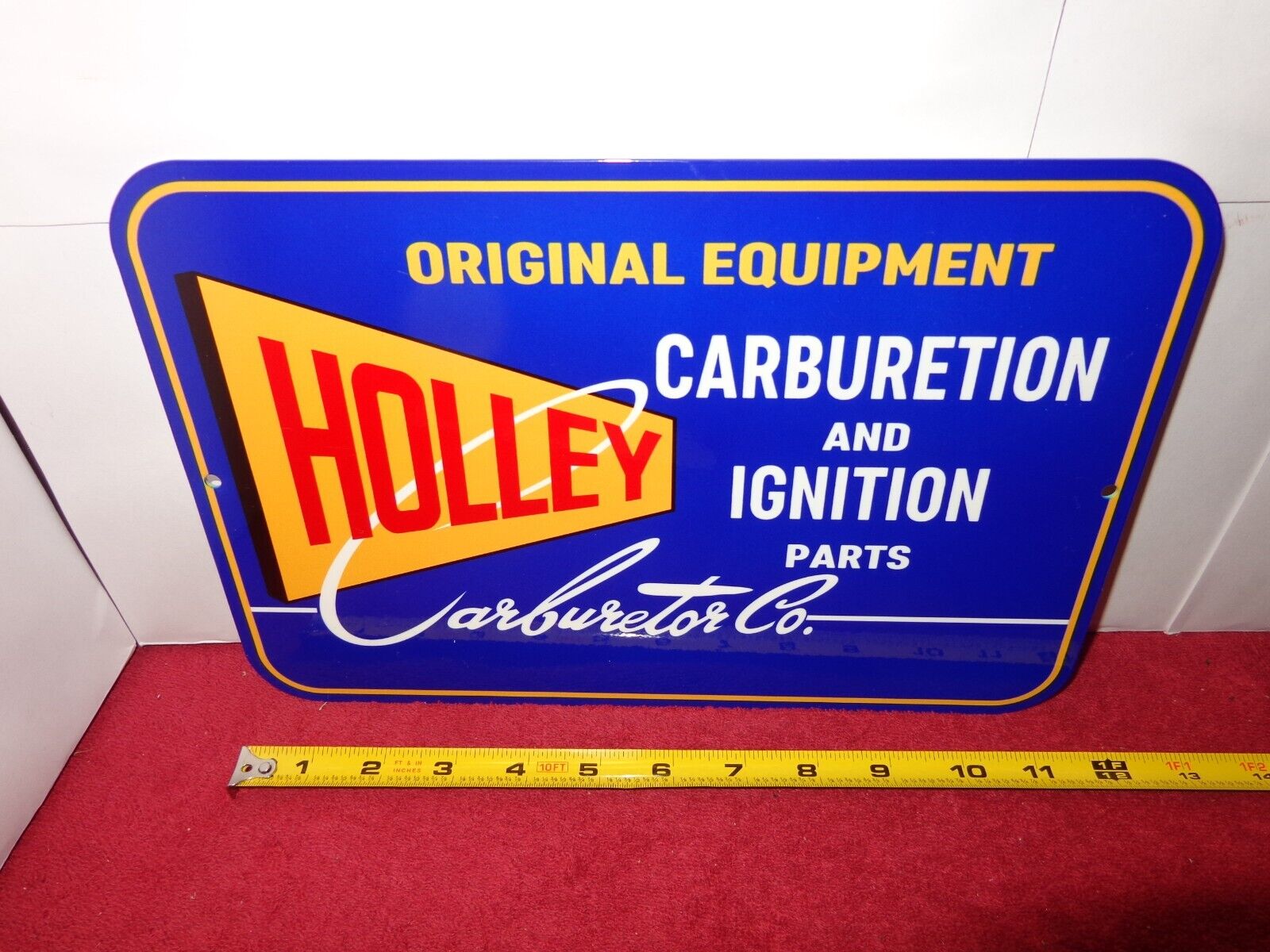 12 x 8 in HOLLEY CARBURETION & IGNITION PARTS ADV. SIGN DIE CUT METAL  # 939 C